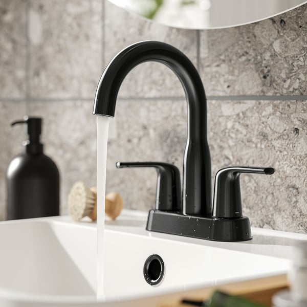 MACKSJÖN Grifo lavamanos ensamblaje central, negro, 4 "