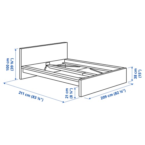 MALM Base de cama alta, blanco, Tamaño King