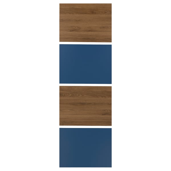 MEHAMN 4 paneles armz prta corrediza, efecto de nogal/azul, 29 1/2x92 7/8 "
