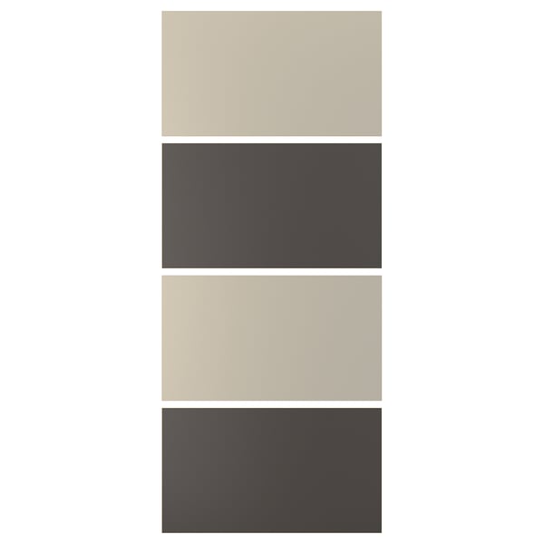MEHAMN 4 paneles armz prta corrediza, gris oscuro/beige grisáceo, 39 3/8x92 7/8 "