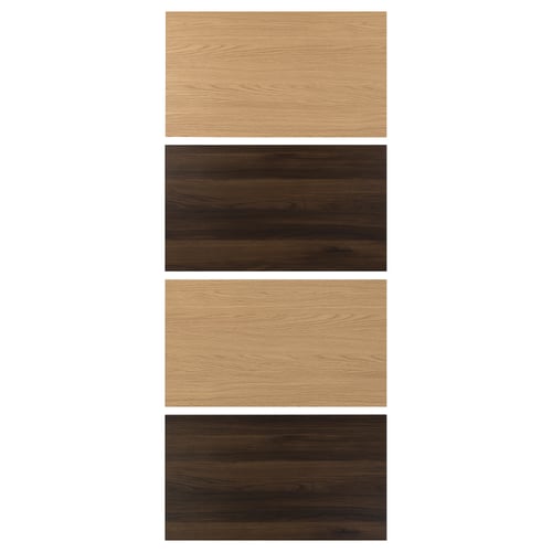 MEHAMN 4 paneles armz prta corrediza, marrón oscuro efecto de roble/efecto de roble, 39 3/8x92 7/8 "