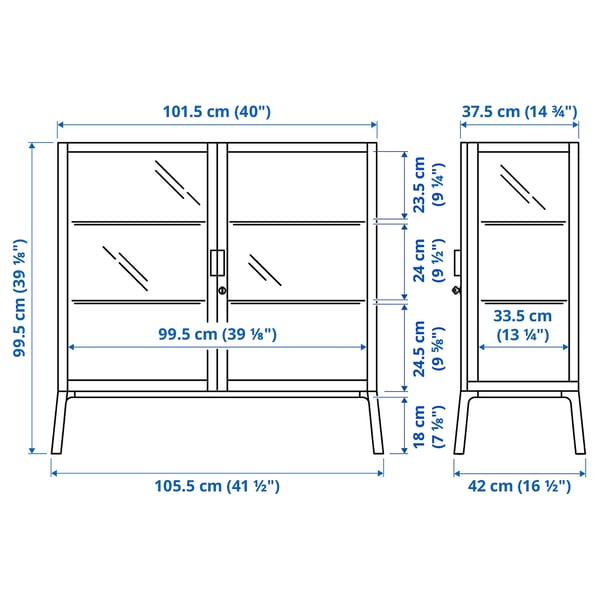 MILSBO Vitrina, blanco, 39 3/4x39 3/8 "