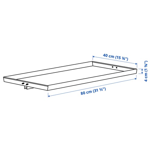 MITTZON Estante para armazón+ruedas, blanco, 31 1/2x1 5/8 "