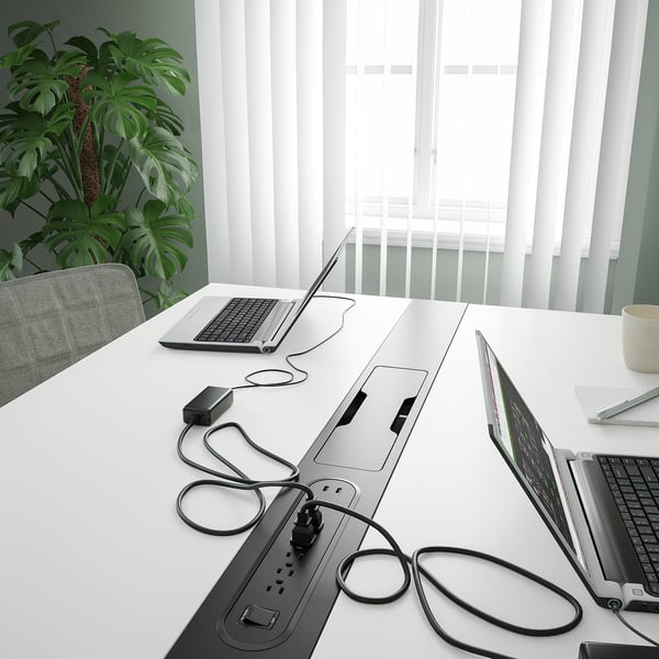 MITTZON Mesa de reuniones, blanco/negro, 47 1/4x42 1/2x29 1/2 "