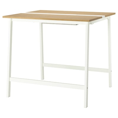 MITTZON Mesa de reuniones, chapa de roble/blanco, 47 1/4x42 1/2x41 3/8 "