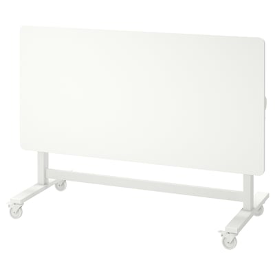 MITTZON Mesa plegable con ruedas, blanco, 55 1/8x27 1/2 "