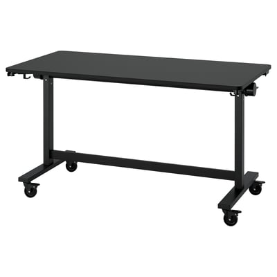MITTZON Mesa plegable con ruedas, negro, 55 1/8x27 1/2 "