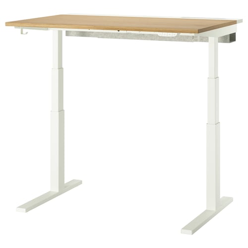 MITTZON Mesa sentado/de pie, eléctrico chapa de roble/blanco, 47 1/4x31 1/2 "