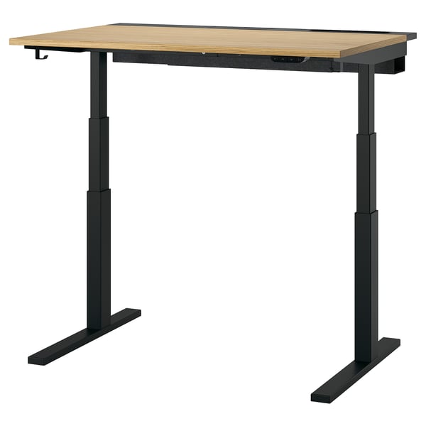 MITTZON Mesa sentado/de pie, eléctrico chapa de roble/negro, 47 1/4x31 1/2 "