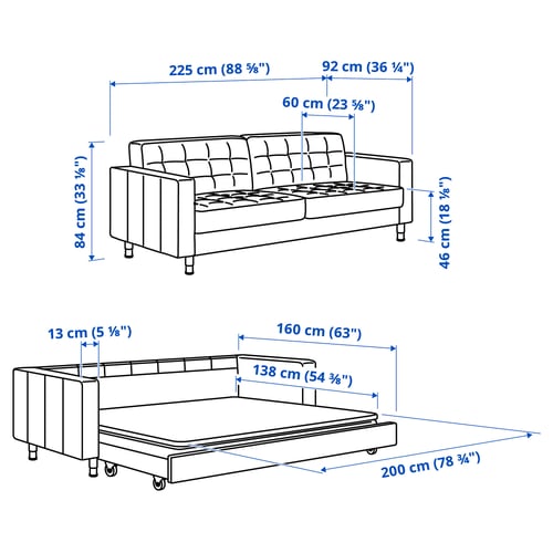 MORABO Sofá cama, Grann/Bomstad marrón dorado/madera