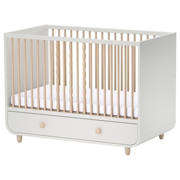 MYLLRA Cuna con cajón, blanco, 27 1/2x52 "