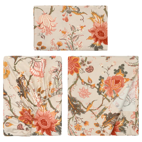 NÄSSELKLOCKA Juego de sábanas, gris-beige claro, Tamaño twin