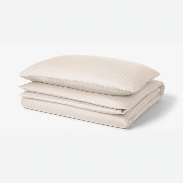 NATTJASMIN Funda nórdica+funda(s) de almohada, beige claro, Tamaño twin