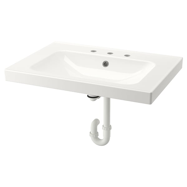 ORRSJÖN Lavamanos+sifón, blanco Doble mando de 8", 31x21 3/4 "