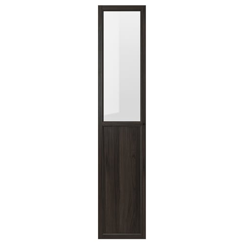 OXBERG Panel/puerta de vidrio, marrón oscuro efecto de roble, 15 1/2x75 3/4 "