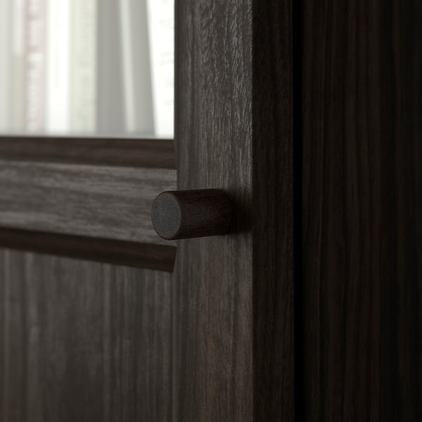 OXBERG Panel/puerta de vidrio, marrón oscuro efecto de roble, 15 1/2x75 3/4 "