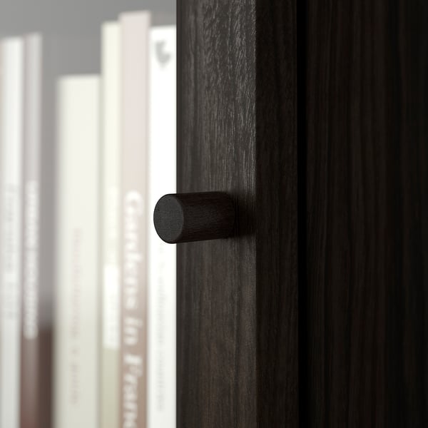 OXBERG Puerta de vidrio, marrón oscuro efecto de roble, 15 1/2x13 3/4 "