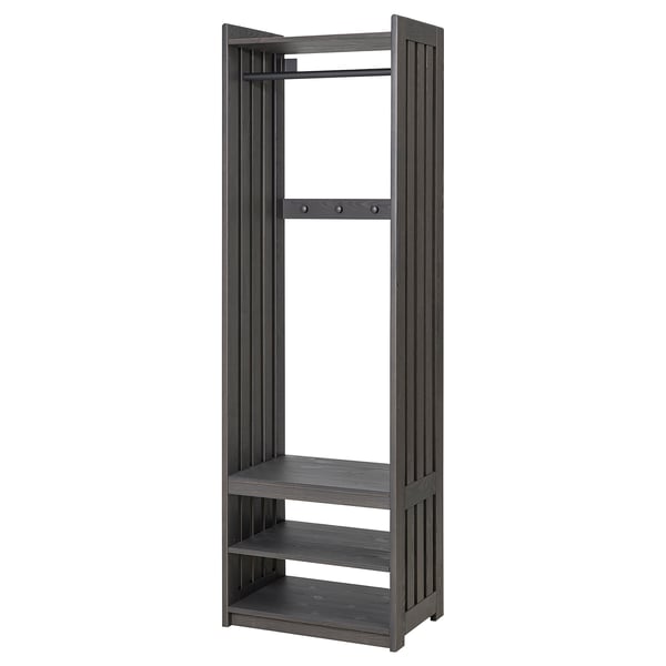 PANGET Perchero+módulo almacenaje zapatos, gris oscuro/teñido, 23 3/8x16x75 "