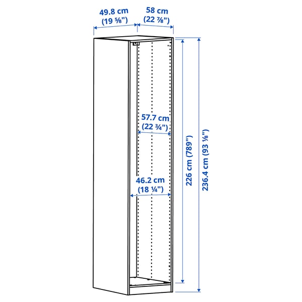 PAX Estructura almacenamiento de pared, beige grisáceo, 19 5/8x22 7/8x92 7/8 "