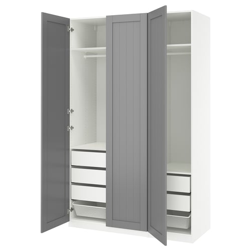 PAX / GULLABERG Combinación de armario, blanco/gris, 59x23 5/8x93 1/8 "