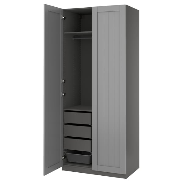 PAX / GULLABERG Combinación de armario, gris oscuro/gris, 39 3/8x23 5/8x93 1/8 "