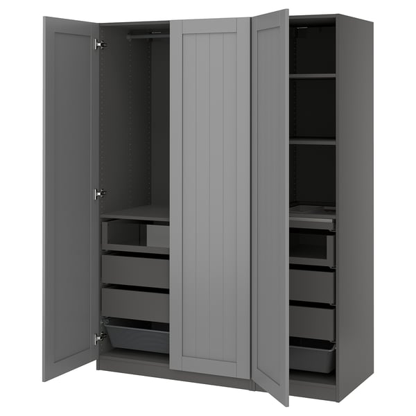 PAX / GULLABERG Combinación de armario, gris oscuro/gris, 59x23 5/8x79 1/4 "