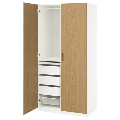 PAX / TONSTAD Combinación de armario, blanco/chapa de roble, 39 3/8x23 5/8x79 1/4 "