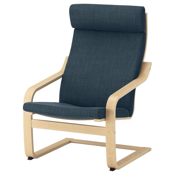 POÄNG Sillón, chapa de abedul/Hillared azul oscuro