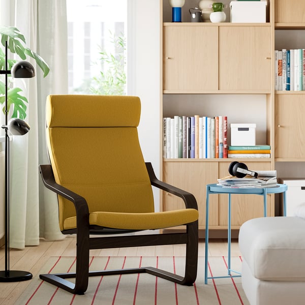 POÄNG Sillón, efecto de nogal/Kelinge amarillo oscuro
