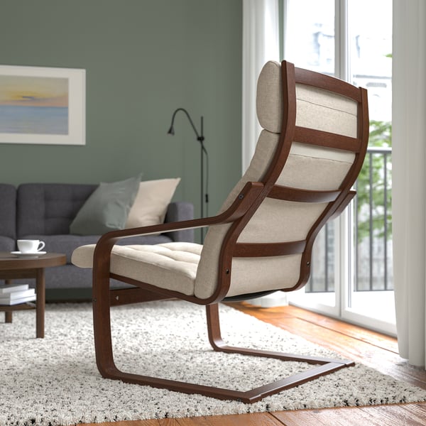 POÄNG Sillón, marrón/Gunnared beige