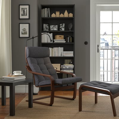 POÄNG Sillón, marrón/Gunnared gris oscuro