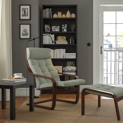 POÄNG Sillón, marrón/Gunnared verde claro