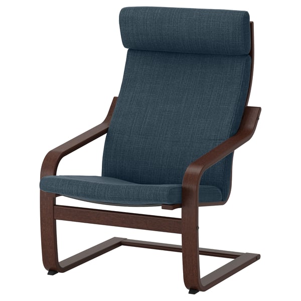 POÄNG Sillón, marrón/Hillared azul oscuro