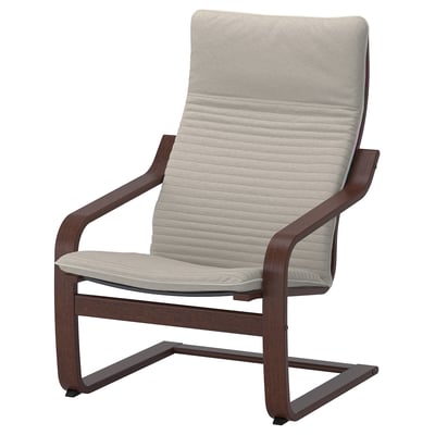 POÄNG Sillón, marrón/Knisa beige claro