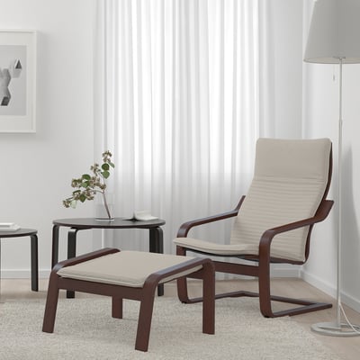 POÄNG Sillón, marrón/Knisa beige claro