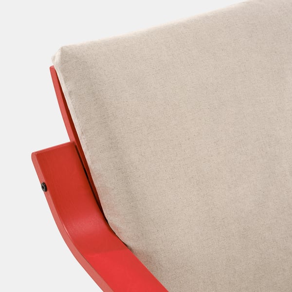 POÄNG Sillón+respaldo bajo, rojo/Katorp natural/beige