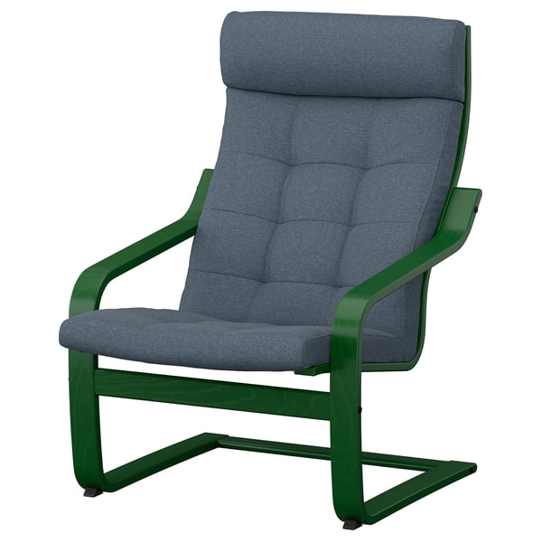 POÄNG Sillón, verde oscuro/Gunnared azul