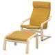 POÄNG Sillón y reposapiés, chapa de abedul/Kelinge amarillo oscuro