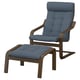 POÄNG Sillón y reposapiés, efecto de nogal/Gunnared azul