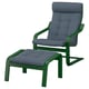 POÄNG Sillón y reposapiés, verde oscuro/Gunnared azul