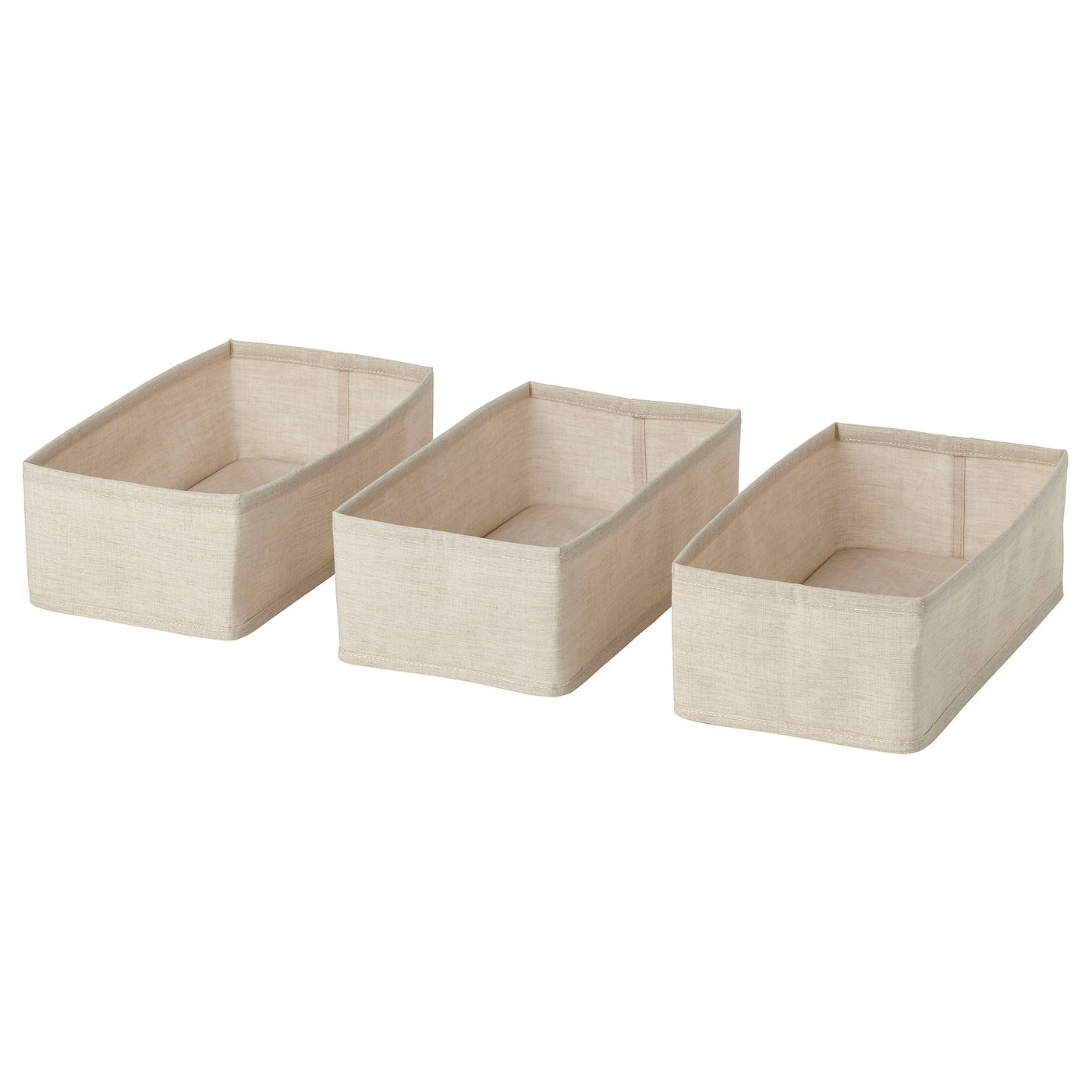 PURRPINGLA Caja, juego de 3, textil/beige, 7 ¾x15x4 ¾ "