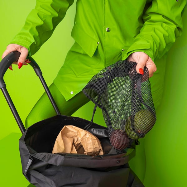 RADARBULLE Carrito de compras+ruedas, negro, 13x9 ½x26 ¾ "/1285 oz