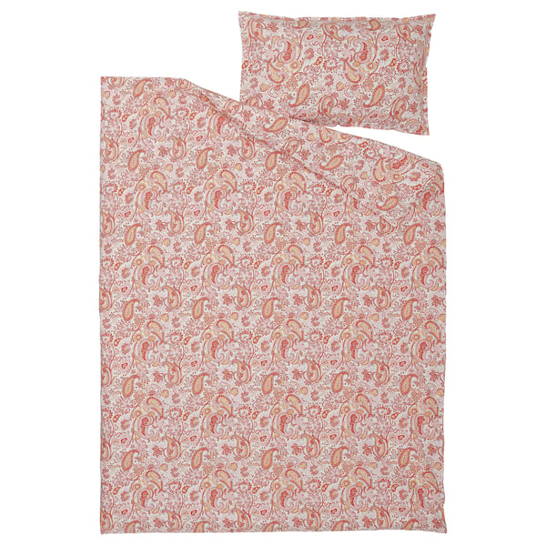 RODGERSIA Funda nórdica+funda(s) de almohada, rosado/blanco, Tamaño twin