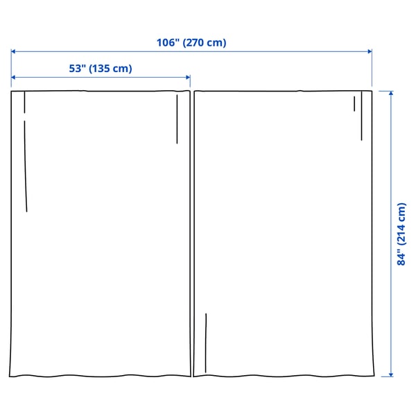 ROSENMANDEL Cortinas opacas, 1 par, gris/+cinta de fruncir, 53x84 "
