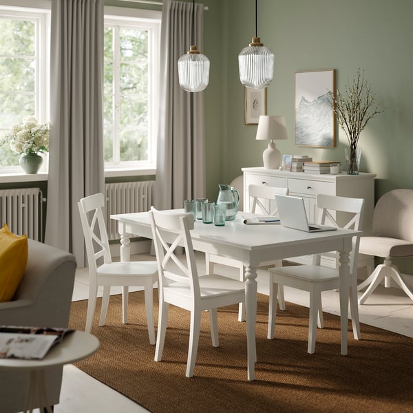 ROSENTORP / ROSENTORP Mesa con 4 sillas, blanco/blanco, 61/84 5/8x34 1/4 "