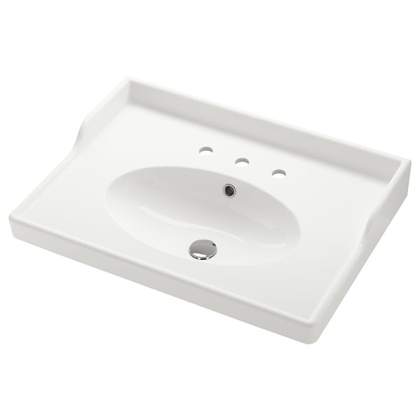 RUTSJÖN Lavamanos, blanco Doble mando de 8", 31 3/8x21 7/8 "
