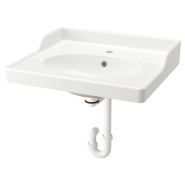 RUTSJÖN Lavamanos+sifón, blanco, 25 1/4x21 7/8 "