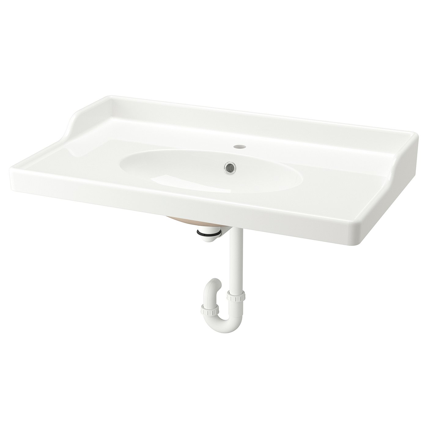 RUTSJÖN Lavamanos+sifón, blanco, 37 3/8x21 7/8 "
