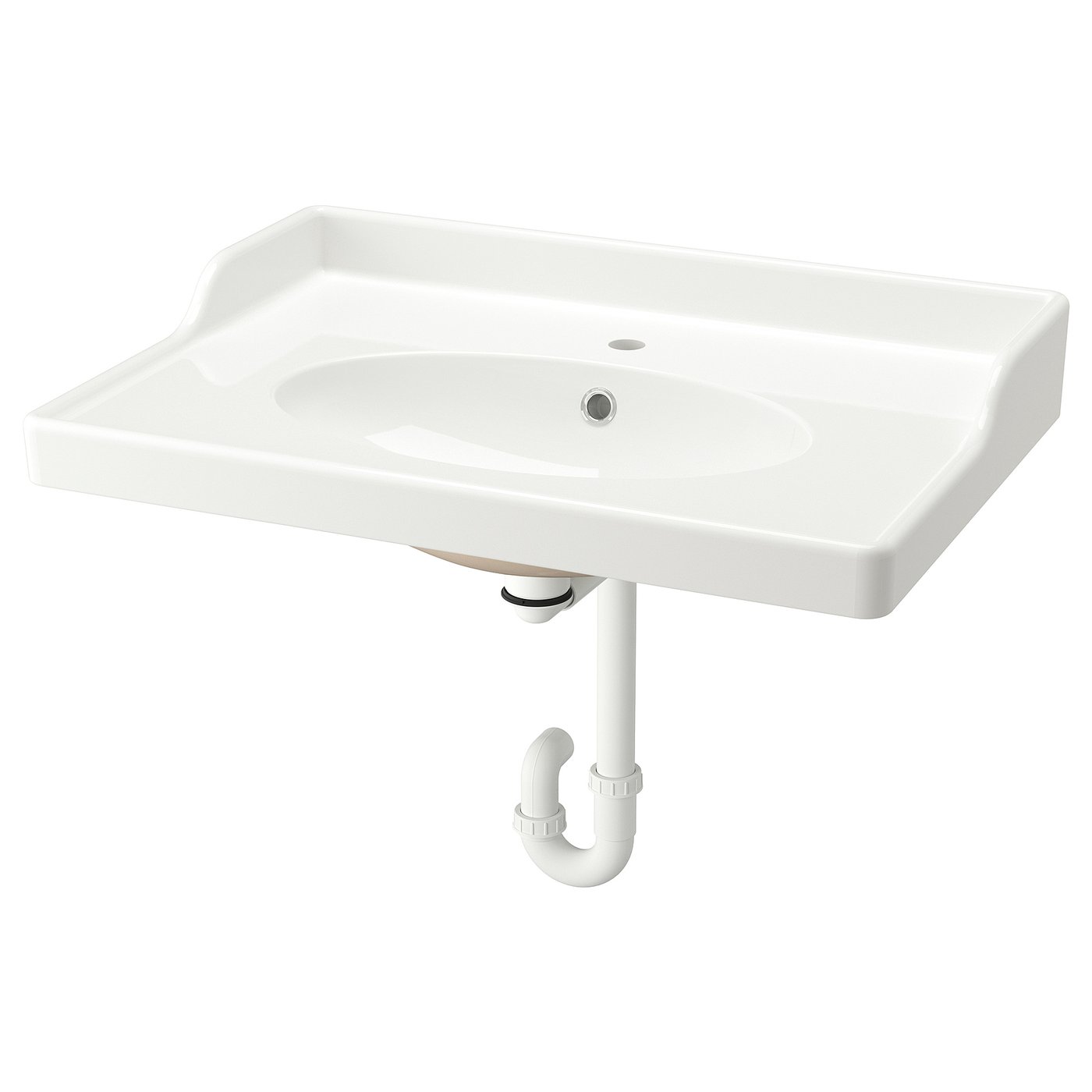 RUTSJÖN Lavamanos+sifón, blanco, 31 3/8x21 7/8 "