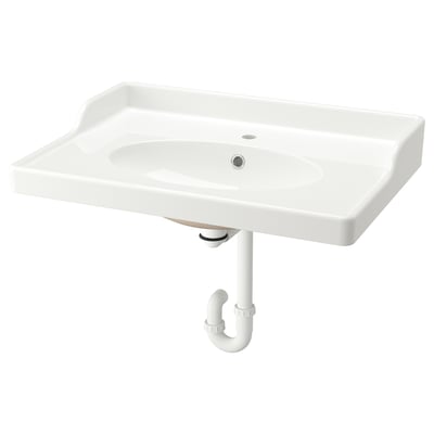 RUTSJÖN Lavamanos+sifón, blanco, 31 3/8x21 7/8 "